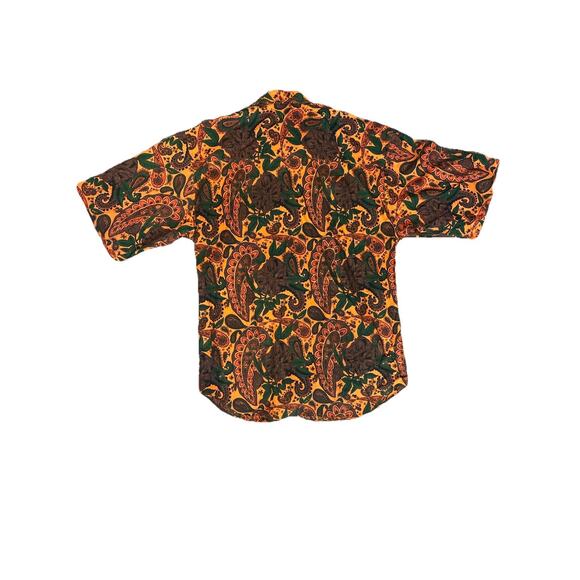 Code Zero Shirt‎ Mens Medium Orange Paisley Cotton Button Up Vintage - Picture 2 of 7